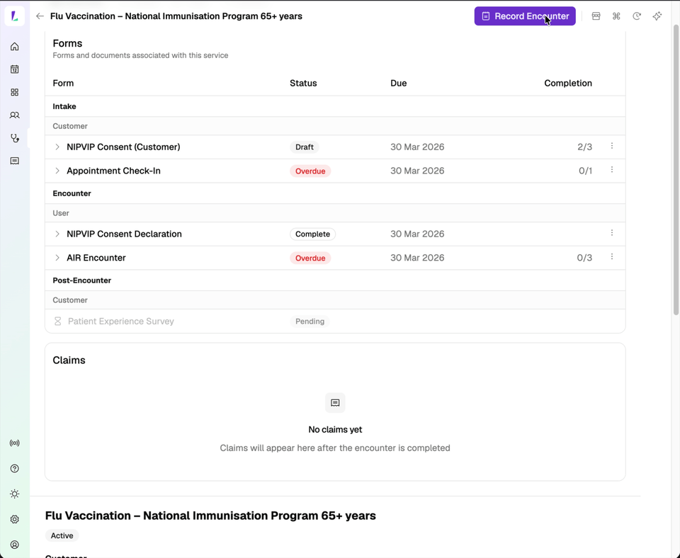 Tapping the patient profile icon from within an encounter