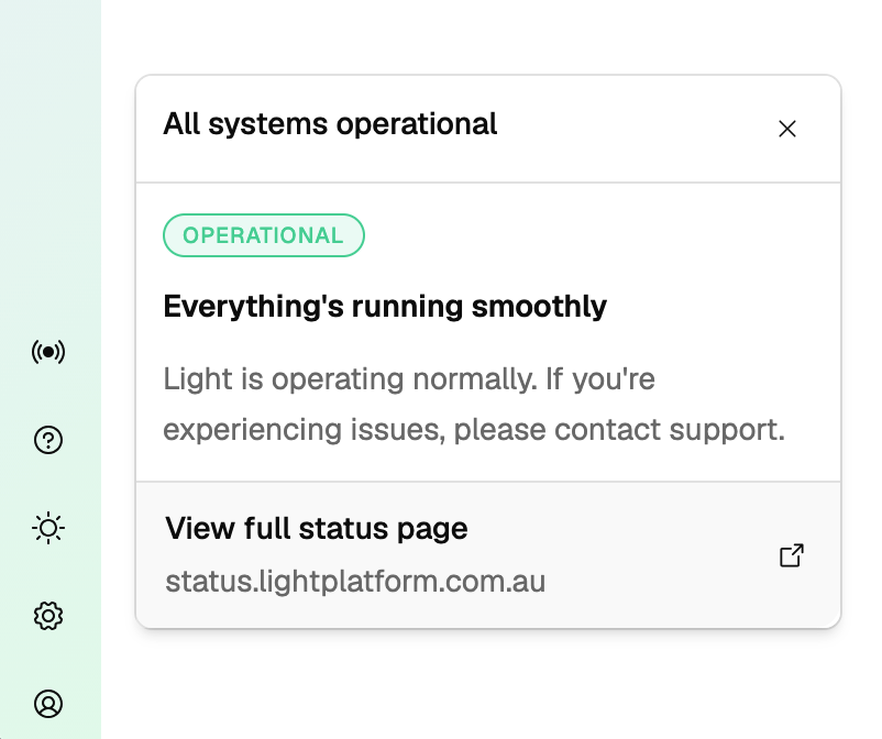 Light platform status indicator
