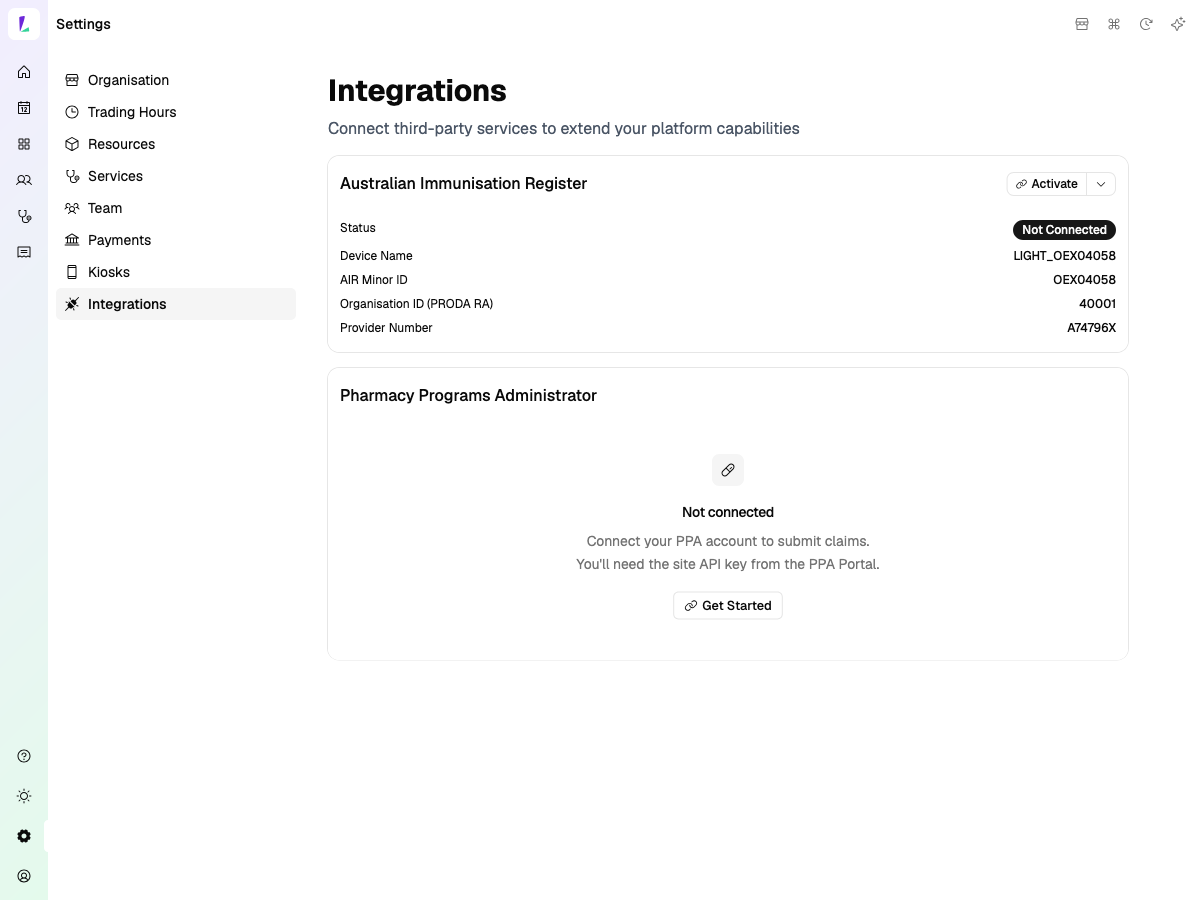Connect to PPA — enter User ID and API Key