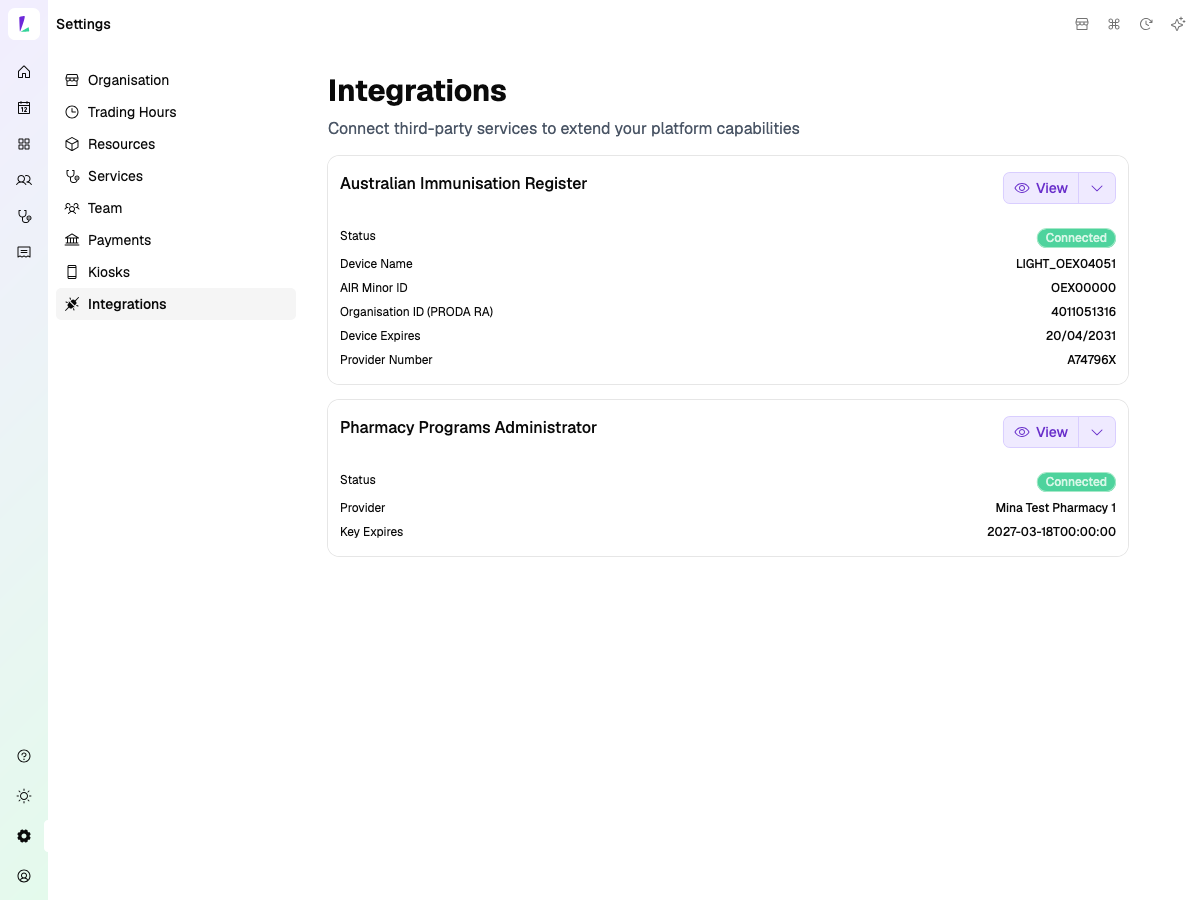 Integrations page — PPA Connected